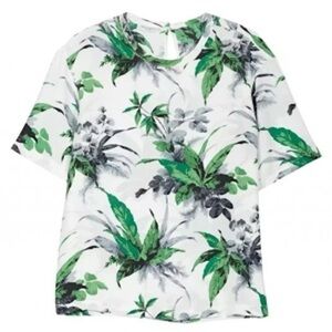 Equipment Green and Gray Floral Blouse